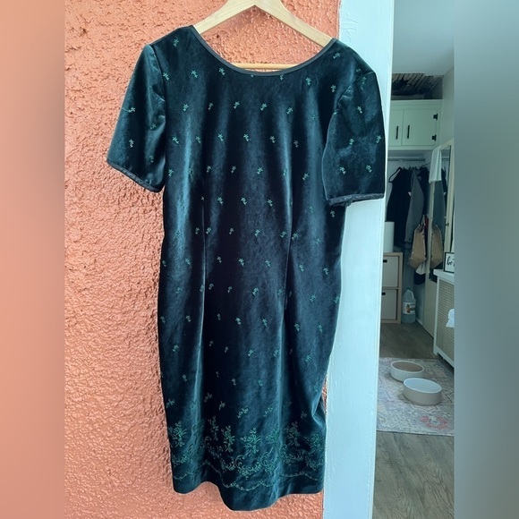 Women’s Vintage Emerald Green Velvet Dress Size 12 Made in USA - Picture 1 of 12
